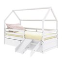 Ver imagem 2 de Cama Casinha Slim Rb com Kit Escada/escorregador 02 Gavetas e Grade de Proteção Branco Housin