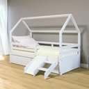 Ver imagem 1 de Cama Casinha Slim Rb com Kit Escada/escorregador 02 Gavetas e Grade de Proteção Branco Housin