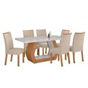 Ver imagem 2 de Conjunto Sala de Jantar Mesa Easy Tower 170x90cm Mdf/vidro com 6 Cadeiras Confort Veludo Creme