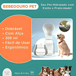 Bebedouro Pet Portátil em Silicone 300ml Hidratacao Saudavel Cachorro Gato Agua Fresca Alça Dobravel - 3