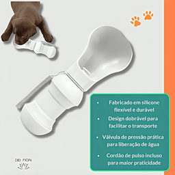Bebedouro Pet Portátil em Silicone 300ml Hidratacao Saudavel Cachorro Gato Agua Fresca Alça Dobravel - 2