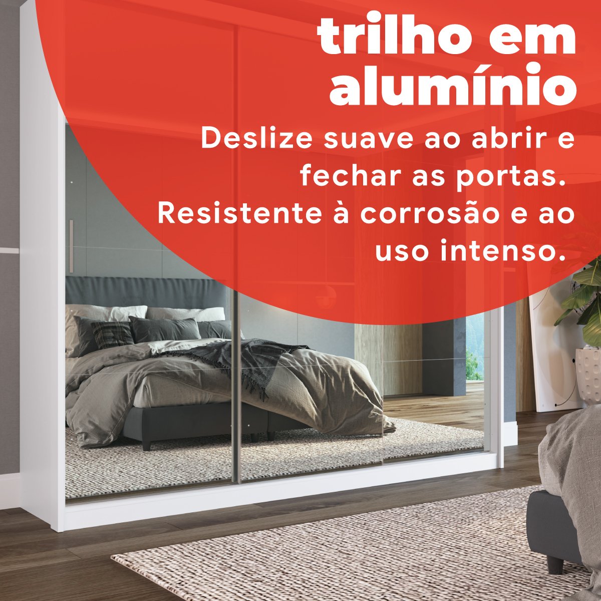 Guarda Roupa Casal 3 Portas com Espelho 4 Gavetas 100% MDF London Yescasa - 9