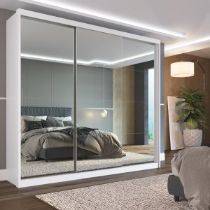 Guarda Roupa Casal 3 Portas com Espelho 4 Gavetas 100% MDF London Yescasa