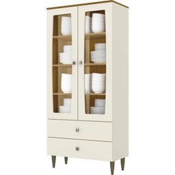 Cristaleira 2 Portas de Vidro 2 Gavetas Lady Espresso Móveis - 3