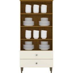 Cristaleira 2 Portas de Vidro 2 Gavetas Lady Espresso Móveis - 2