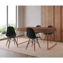 Ver imagem 1 de Mesa Jantar Industrial Retangular Filadélfia Amêndoa 137x90cm Base Cobre com 4 Cadeiras Pretas Eiffe