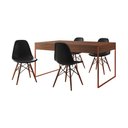 Ver imagem 2 de Mesa Jantar Industrial Retangular Filadélfia Amêndoa 137x90cm Base Cobre com 4 Cadeiras Pretas Eiffe