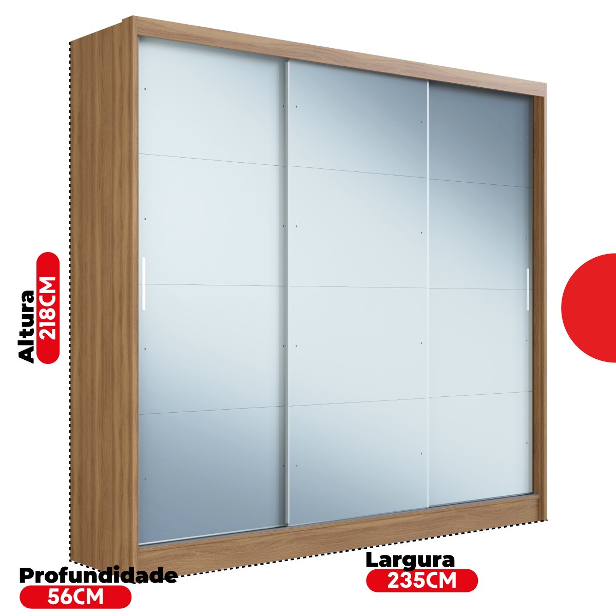 Guarda Roupa Casal 3 Portas com Espelho 4 Gavetas 100% MDF London Yescasa - 7