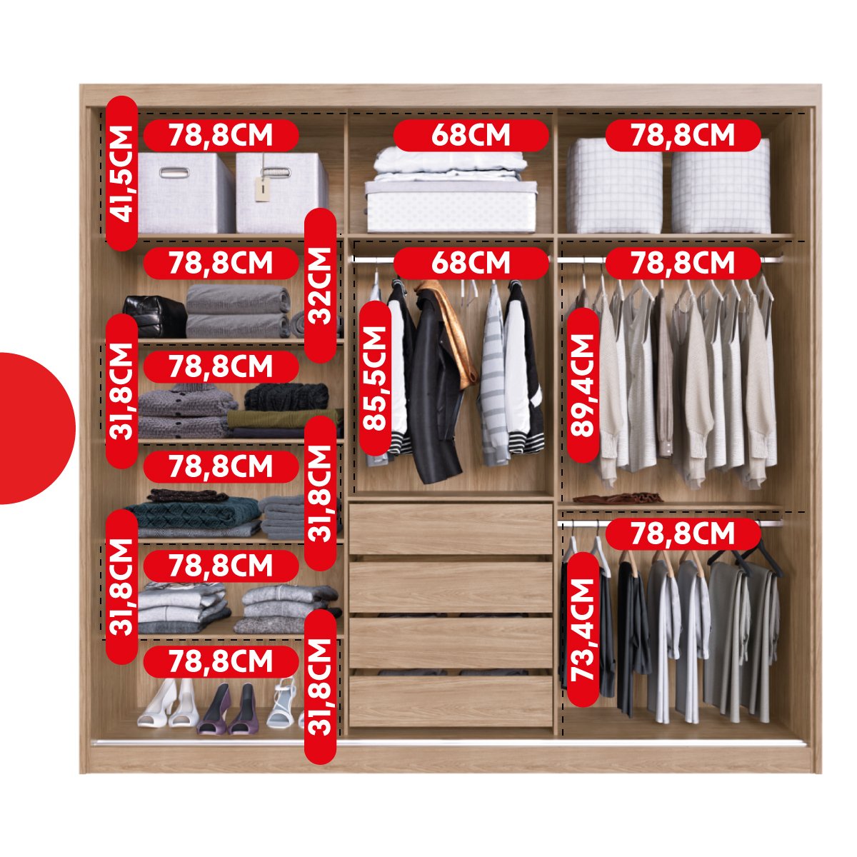 Guarda Roupa Casal 3 Portas com Espelho 4 Gavetas 100% MDF London Yescasa - 8