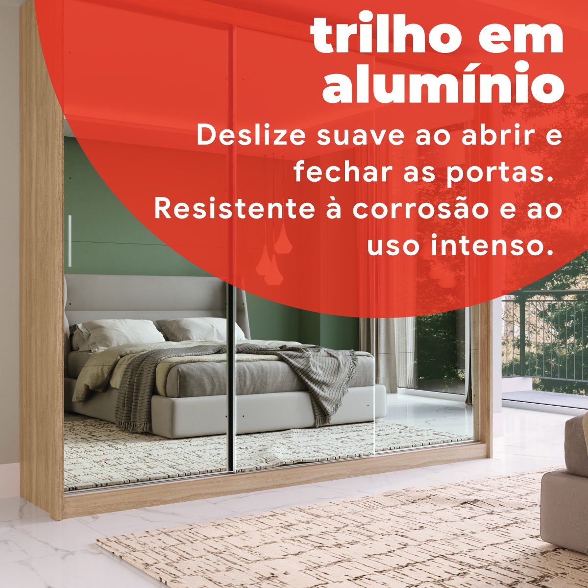 Guarda Roupa Casal 3 Portas com Espelho 4 Gavetas 100% MDF London Yescasa - 11