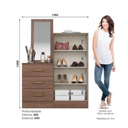 Cômoda Sapateira com Espelho Happy Espresso Móveis - 2