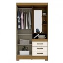 Ver imagem 2 de Guarda-Roupa Solteiro com Espelho Penteadeira 2 Portas 3 Gavetas Azura Espresso Móveis Branco/Nature/Off White