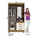 Ver imagem 4 de Guarda-Roupa Solteiro com Espelho Penteadeira 2 Portas 3 Gavetas Azura Espresso Móveis Branco/Nature/Off White
