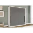 Ver imagem 1 de Guarda Roupa Casal 2 Portas de Correr (1 C/ Espelho) e 2 Gavetas Valência Branco/cinza - Politorno