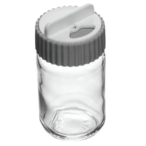 Porta Temperos Vidro e Tampa Rotativa Siena 190ml Cinza Lyor Cozinha Pote Condimentos Redondo