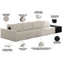 Ver imagem 4 de Sofá Ilha Modular para Sala 392cm com Puff Dublin K01 Bouclê Creme e Sintético Preto - Lyam Decor