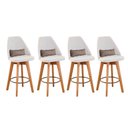 Ver imagem 1 de Kit 04 Banquetas Com Encosto Linho Bege E Almofada Bege