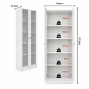 Ver mais imagens de Cristaleira com 2 Portas de Vidro e 4 Prateleiras Branco CR6003 - Tecnomobili