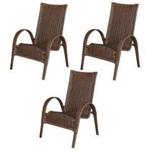 Kit 3 Cadeiras Paris Area Externa, Jardim Junco Bronze