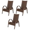 Kit 3 Cadeiras Paris Area Externa, Jardim Junco Bronze - 1