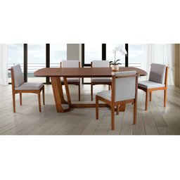 Mesa de Jantar de Madeira Maciça Tampo Laminado com Carvalho Americano Gemini (apenas a Mesa):comp18 - 1