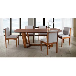 Mesa de Jantar de Madeira Maciça Tampo Laminado com Carvalho Americano Gemini (apenas a Mesa):comp18