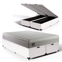 Cama Box Baú Queen com Colchão de Espuma D45 Strong One Face Branco - 1