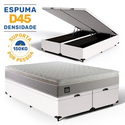 Cama Box Baú Queen com Colchão de Espuma D45 Strong One Face Branco - 3