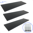 Ver imagem 1 de Kit 3 Prateleira Preta 70X20 + Suporte Flutuante Mdf Organizadora Decoração Cozinha Banheiro Sala