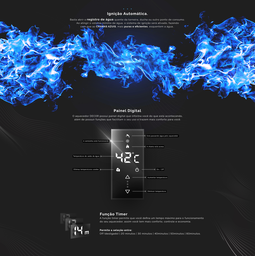 Aquecedor de Água a Gás Komeco Digital Black Decor Edition 16 Litros Preto Bivolt Gás Glp - 4