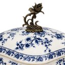 Ver imagem 3 de Porta-Joias de Porcelana Floral Branco e Azul 21x20x16cm