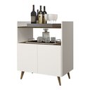 Ver imagem 2 de Armário Balcão Buffet Aparador Retrô 2 Portas J&A Móveis Suiça Off White/Jequitibá