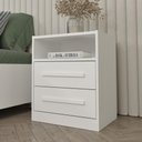Ver imagem 1 de Mesa de Cabeceira CR35468 2 Gavetas Nicho MDP Moderno Branco Multimóveis