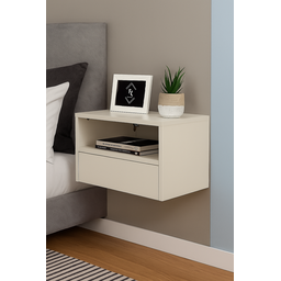 Kit com 2 Mesas de Cabeceira Suspensa Mdf Off White 50cm – Gaveta Embaixo – Vai Montada - 2