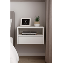 Ver imagem 5 de Kit com 2 Mesas de Cabeceira Suspensa Mdf Off White 50cm – Gaveta Embaixo – Vai Montada