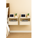 Ver imagem 1 de Kit com 2 Mesas de Cabeceira Suspensa Mdf Off White 50cm – Gaveta Embaixo – Vai Montada