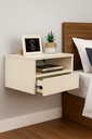 Ver imagem 3 de Kit com 2 Mesas de Cabeceira Suspensa Mdf Off White 50cm – Gaveta Embaixo – Vai Montada