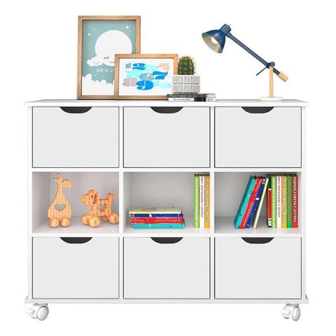 Nicho Organizador 6 Gavetas Branco Brilho - Qmovi