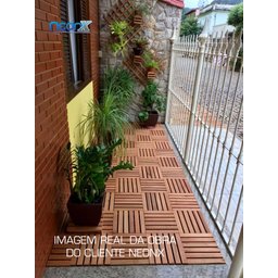 Deck de Madeira Modular 30x30 Cm Réguas 4 Cm com Pintura Neonx:osmocolor Nogueira Semi Tr - 5