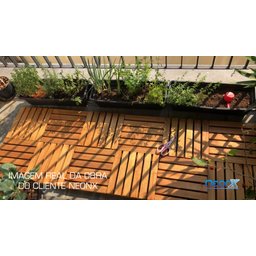 Deck de Madeira Modular 30x30 Cm Réguas 4 Cm com Pintura Neonx:osmocolor Nogueira Semi Tr - 4