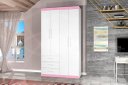 Ver imagem 1 de Roupeiro Can Solteiro 4 Portas + 3 Gavetas Cor Branco / Pink Ja