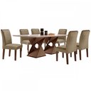 Ver imagem 2 de Mesa de Jantar 6 Lugares Genova/Luísa com Vidro Chocolate/Off White/Marrom Claro - Cel Móveis