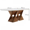 Ver imagem 3 de Mesa de Jantar 6 Lugares Genova/Luísa com Vidro Chocolate/Off White/Marrom Claro - Cel Móveis