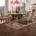 Ver imagem 1 de Mesa de Jantar 6 Lugares Genova/Luísa com Vidro Chocolate/Off White/Marrom Claro - Cel Móveis