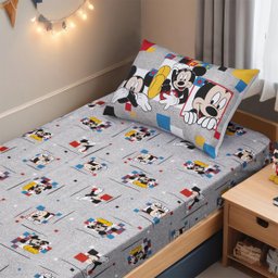 Jogo de Cama Portallar Solteiro Joy Malha Mista Estampado Disney Retrato do Mickey 2 Peças Cinza - 2