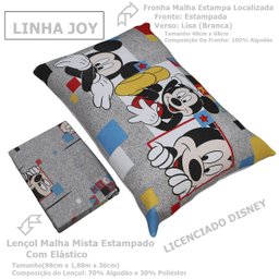 Jogo de Cama Portallar Solteiro Joy Malha Mista Estampado Disney Retrato do Mickey 2 Peças Cinza - 6