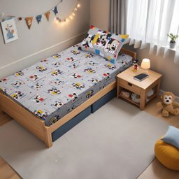 Jogo de Cama Portallar Solteiro Joy Malha Mista Estampado Disney Retrato do Mickey 2 Peças Cinza - 4