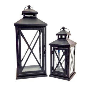 Lanterna Marroquina Decorativa Preta 38/26cm Kit 2pç