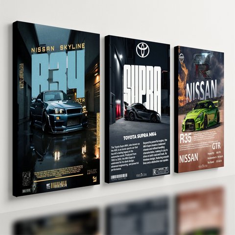 Kit 3 Quadro Decorativo Jdm Carro Kuruma Placa Mdf 28x20cm