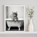 Ver imagem 2 de Quadro Decorativo Banheiro- Gato Banheira 24x18cm:madeira Branca